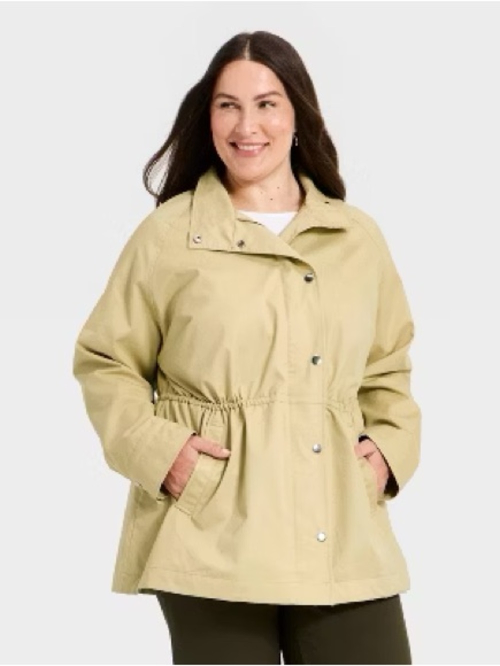 NWT Women’s A New Day Light Beige Drawstring Waist Anorak Jacket XXL Casual Coat
